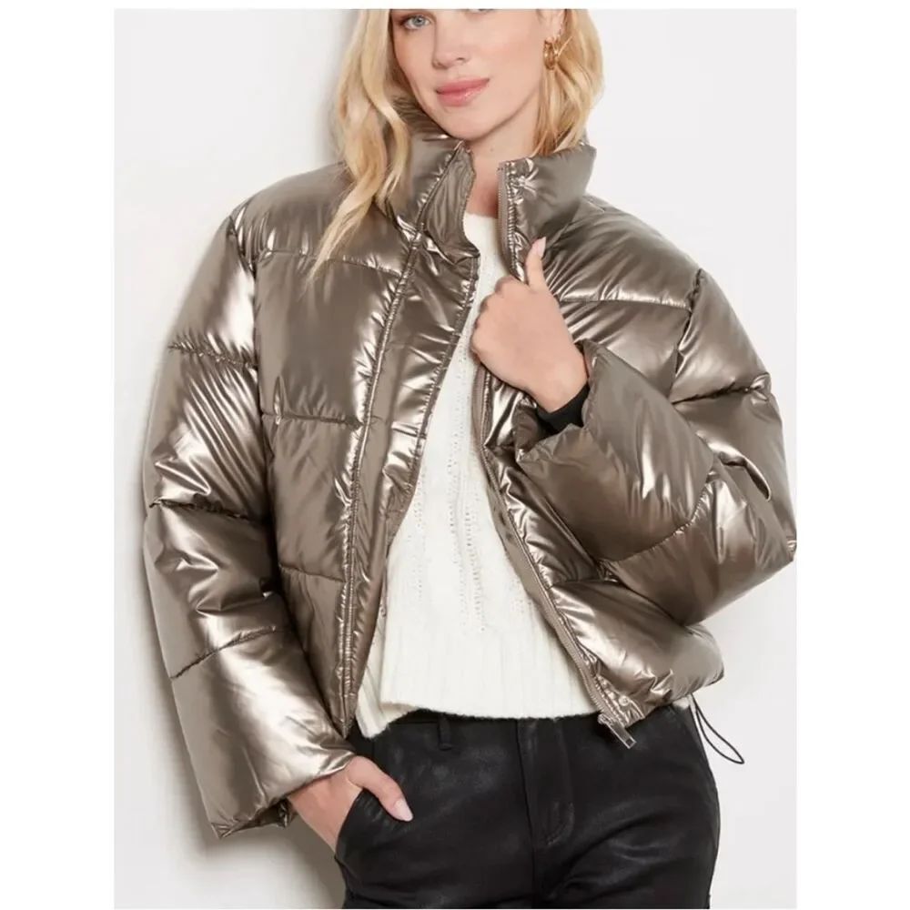 Apparis metallic Kat Puffer Coat Jacket Full Zip Sz Small